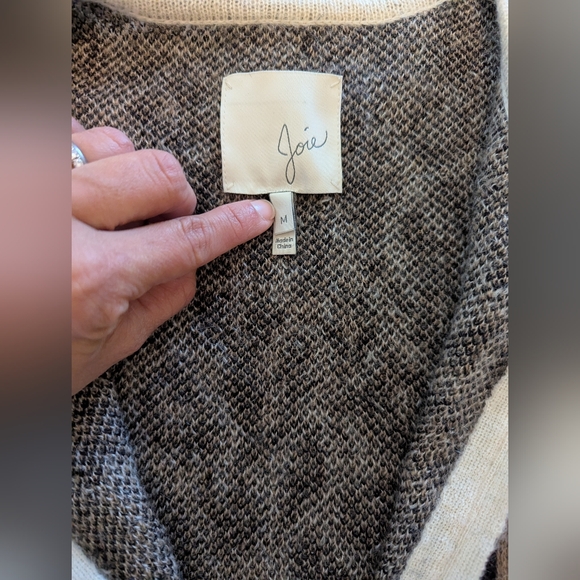 JOIE Medium M Cream Black Leopard Print Wool Mohair Full Zip Sweater Ani… - Picture 3 of 7